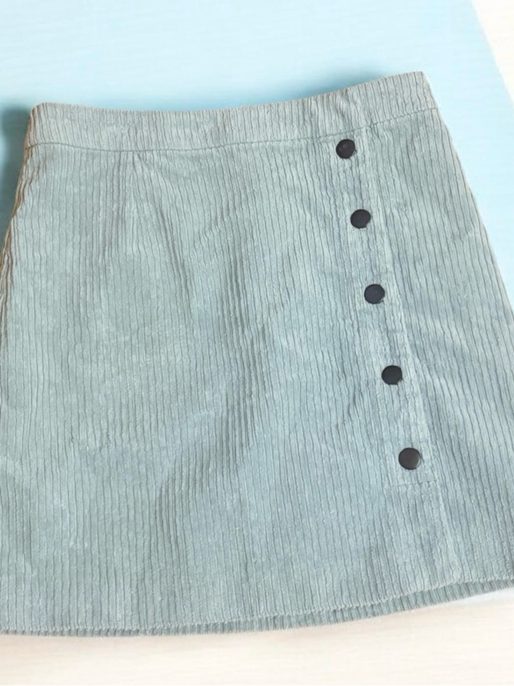 Juicy Couture Mint Green Corduroy Snap-Front Mini Skirt